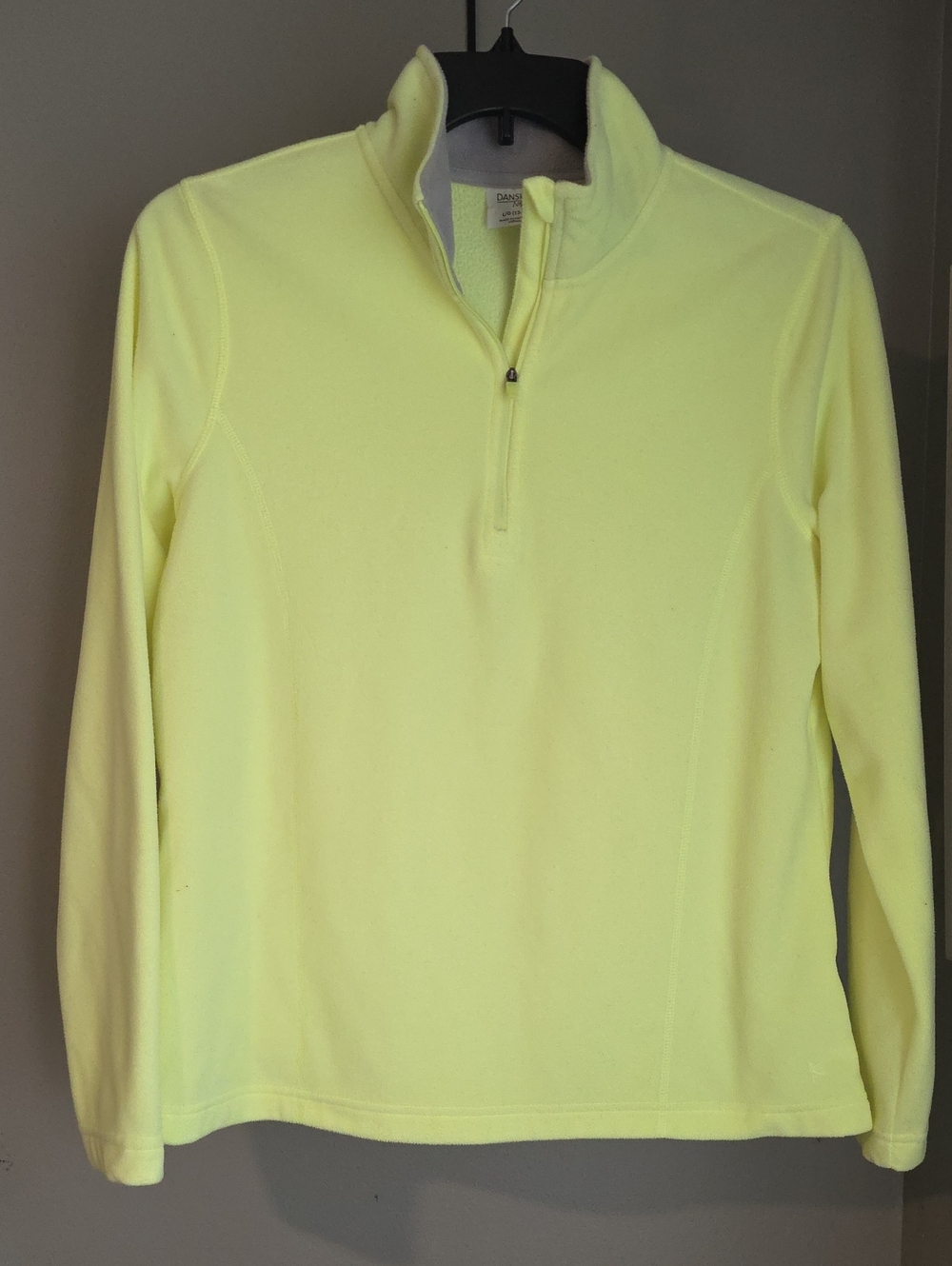 Danskin Now Neon Yellow Quarter-Zip Fleece Pullover Size Large
